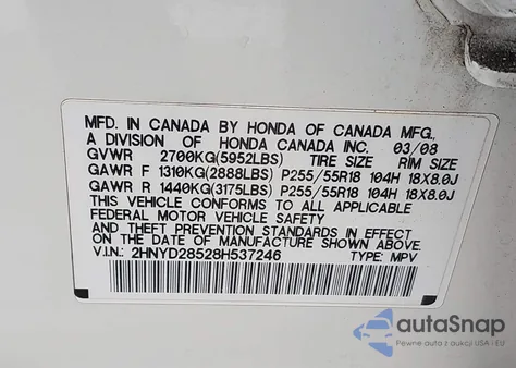 2008 Acura Mdx Sport Package from USA, damaged, VIN 2HNYD28528H537246